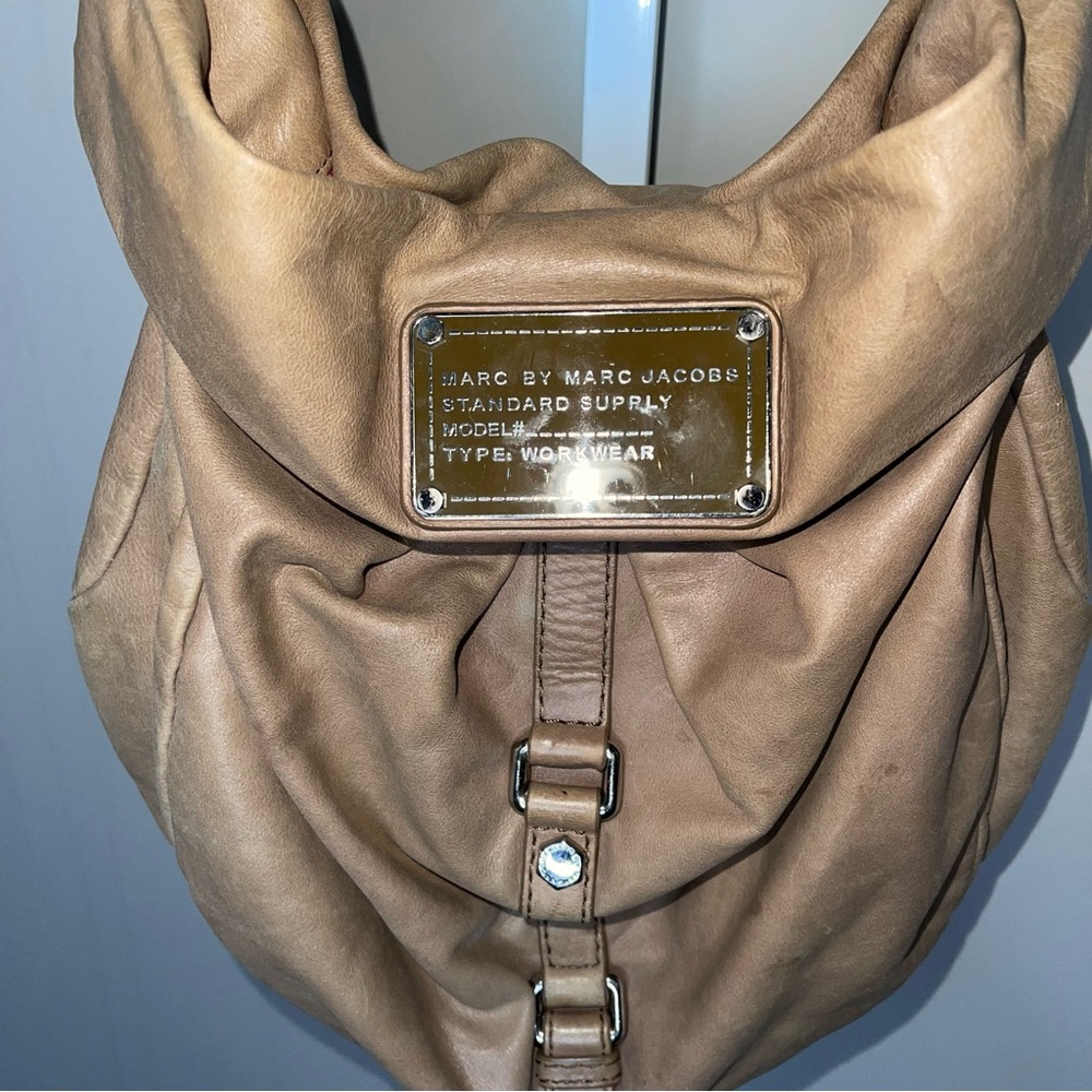 Y2K Marc by Marc Jacobs Leather Hobo Bag Beige Slouchy Shoulder Bag